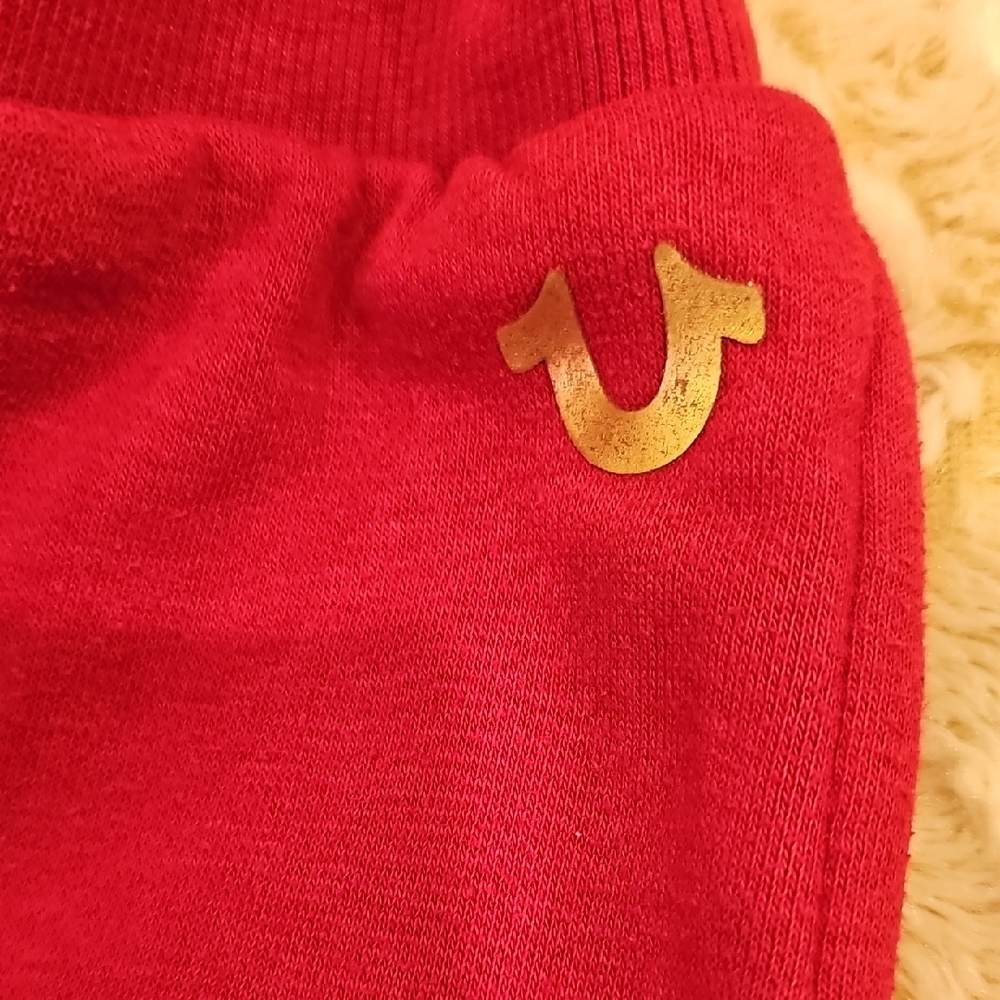 True Religion Kids Red Joggers with Gold Logo - Picture 2 of 5
